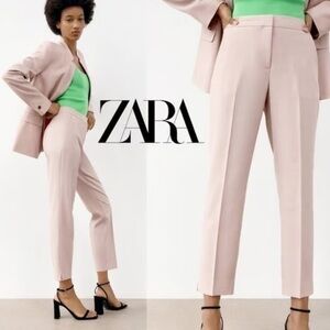 NWT Zara Pale Pink Crop Trouser 6